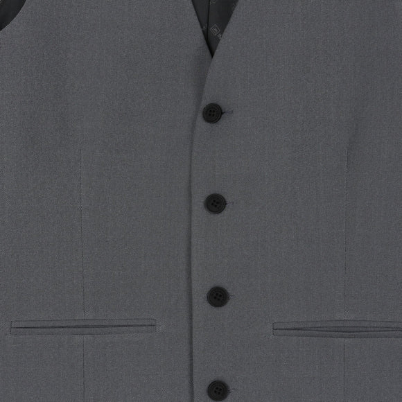 Charcoal Grey Tailored Suit Waistcoat | V-Neck | 4-Button | Satin Lined | Size L