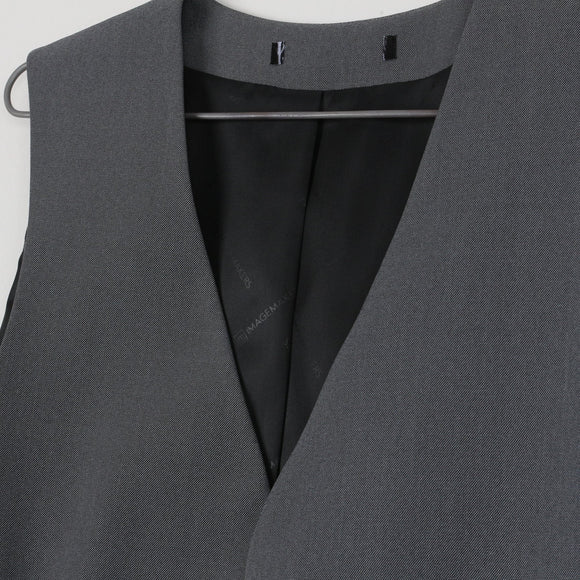 Charcoal Grey Tailored Suit Waistcoat | V-Neck | 4-Button | Satin Lined | Size L