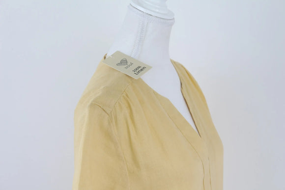 Pastel yellow boxy 100% linen dress