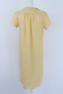 Pastel yellow boxy 100% linen dress-4