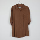 Cotton On Brown Camp Collar Relaxed Shirt | Short Sleeve | Chest Pocket | Size 2XL-1