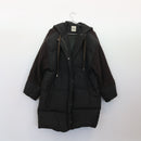 LAP Olive Puffer Jacket | Contrast Wool Sleeves | Drawstring Hood | Zip & Snap | Size S-1