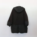 LAP Olive Puffer Jacket | Contrast Wool Sleeves | Drawstring Hood | Zip & Snap | Size S-3