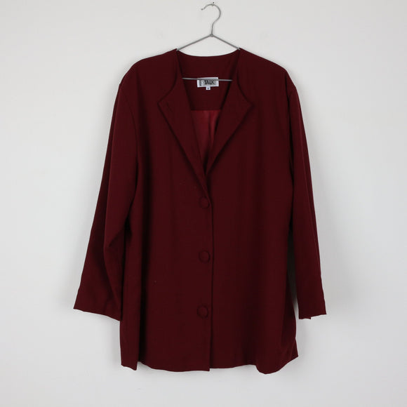 Talk Burgundy Tailored Blazer Coat | Notched Lapel | Satin Lined | Size 40