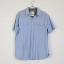 Aerospace Powder Blue Short-Sleeve Relaxed Shirt | Spread Collar | Curved Hem | Size L-1
