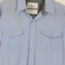 Aerospace Powder Blue Short-Sleeve Relaxed Shirt | Spread Collar | Curved Hem | Size L-3