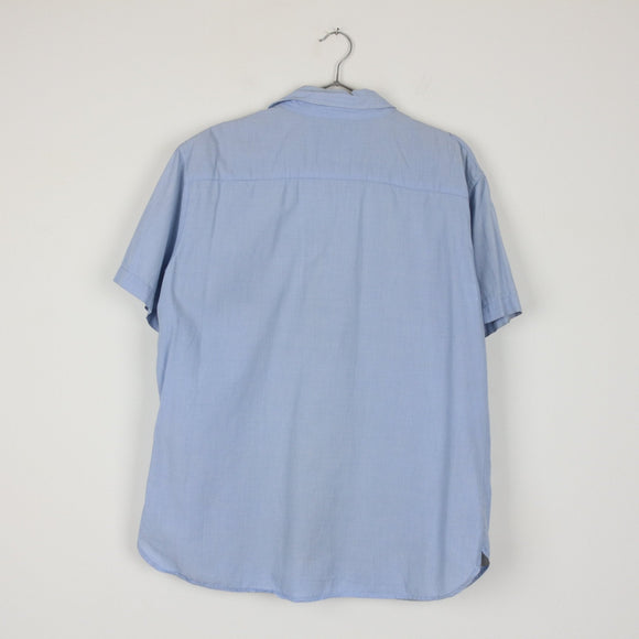 Aerospace Powder Blue Short-Sleeve Relaxed Shirt | Spread Collar | Curved Hem | Size L