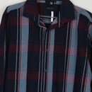 DSS Slim Fit Navy & Burgundy Tartan Plaid Shirt | Long Sleeve | Spread Collar | Size L-2
