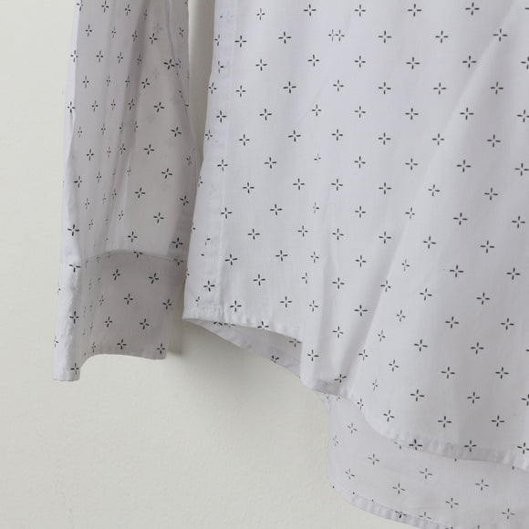 Cotton On White Slim Fit Shirt | Micro Cross Print | Long Sleeve | Size L
