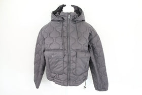 Truworths grey quilted cropped jacket with removable hood