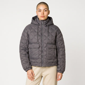 Truworths Grey Quilted Cropped Jacket with Removable Hood | Sizes 36–40 | Brand New