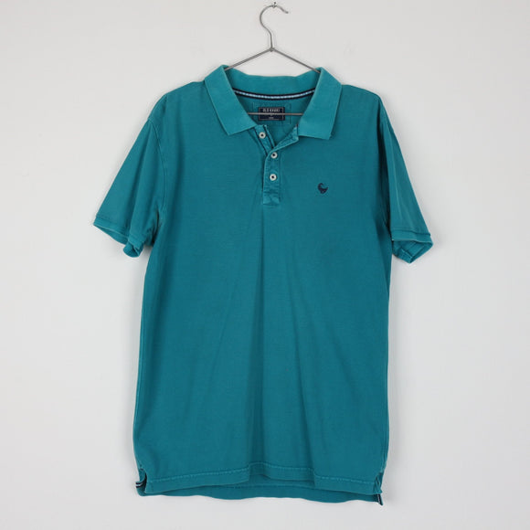 Old Khaki Teal Piqué Polo Shirt | 3-Button Placket | Tonal Logo | Size M
