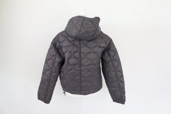 Truworths grey quilted cropped jacket with removable hood