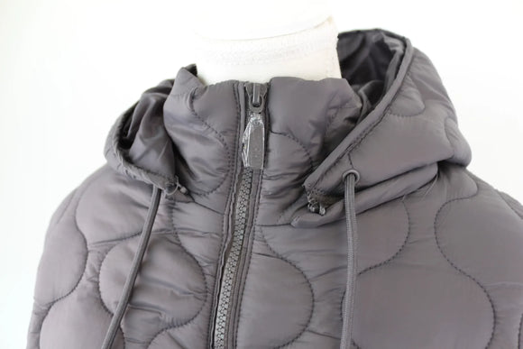 Truworths grey quilted cropped jacket with removable hood