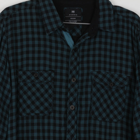 191 Unlimited Teal & Black Buffalo Check Flannel Shirt | Relaxed Fit | Chest Pocket | Size M