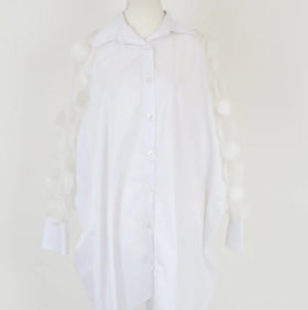 White shirt with abstract 3D cutouts - M
