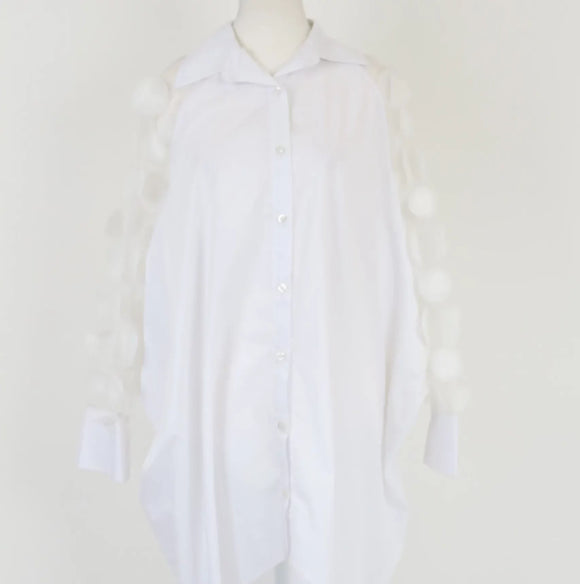 White shirt with abstract 3D cutouts - M