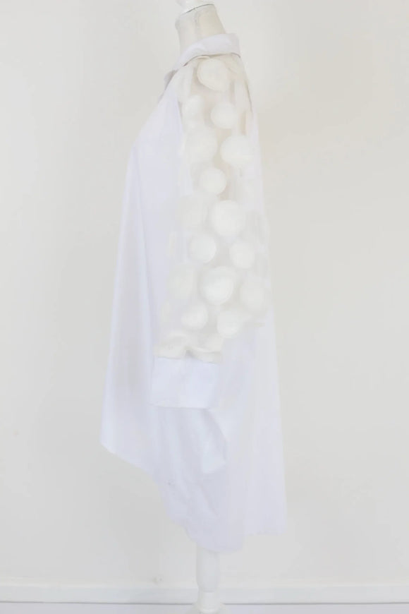 White shirt with abstract 3D cutouts - M