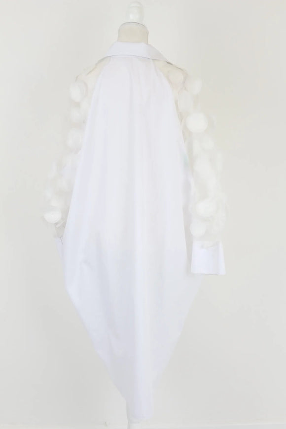 White shirt with abstract 3D cutouts - M