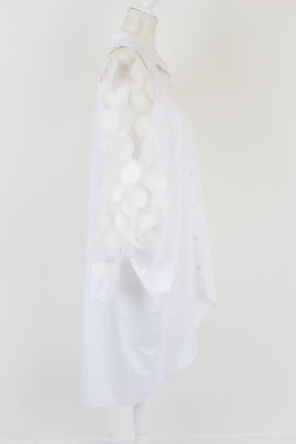 White shirt with abstract 3D cutouts - M
