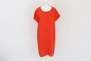 Orange 100% linen dress with buttons-1