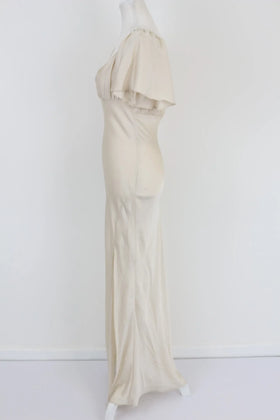 Off-white max satin dress with short flowy sleeve - M - 0