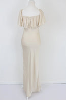 Off-white max satin dress with short flowy sleeve - M-3