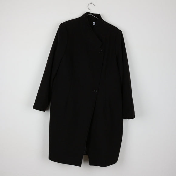 Black Mid-Length Melton Coat (Size 42)