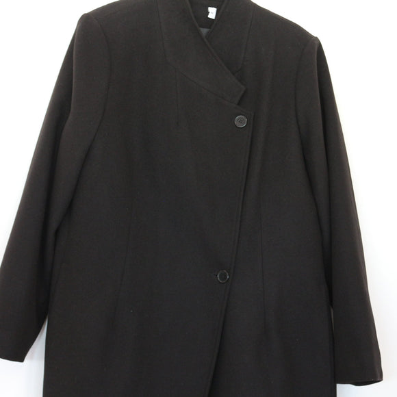 Black Mid-Length Melton Coat (Size 42)