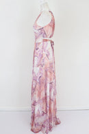 Pink and purple marble maxi halter neck dress - M-3