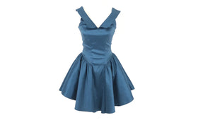Midnight blue mini basque waist off the shoulder dress - M
