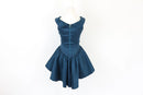 Midnight blue mini basque waist off the shoulder dress - M-3