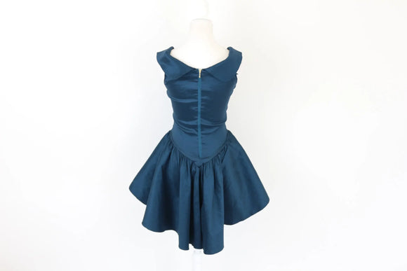 Midnight blue mini basque waist off the shoulder dress - M