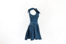 Midnight blue mini basque waist off the shoulder dress - M-4