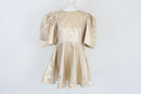 Gold puff sleeve mini dress-1