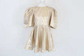 Gold puff sleeve mini dress