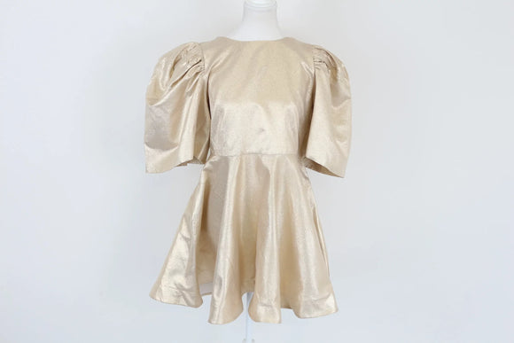 Gold puff sleeve mini dress