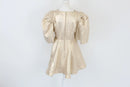 Gold puff sleeve mini dress-3