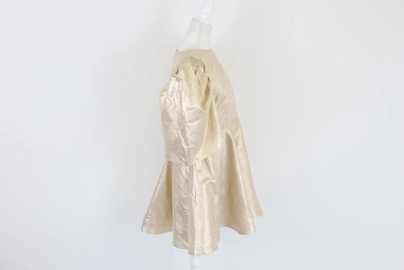 Gold puff sleeve mini dress