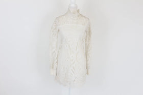 Cream large lace bodycon dress - S