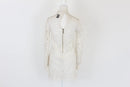 Cream large lace bodycon dress - S-3