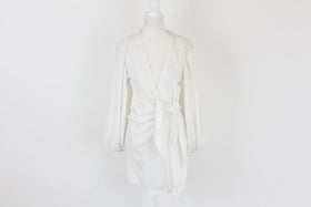 Cream bell sleeve wrap dress - M
