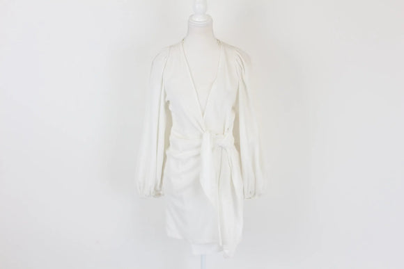 Cream bell sleeve wrap dress - M