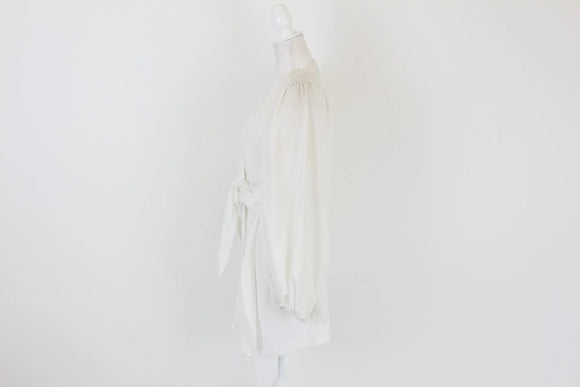 Cream bell sleeve wrap dress - M