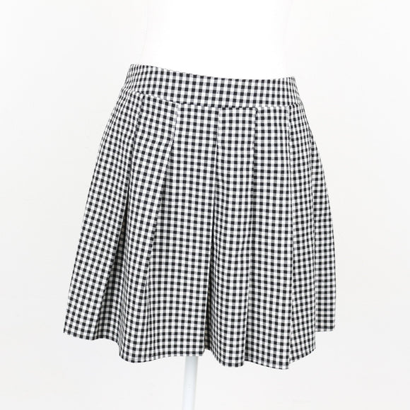 Black & White Gingham Pleated Skater Mini Skirt – Size 34