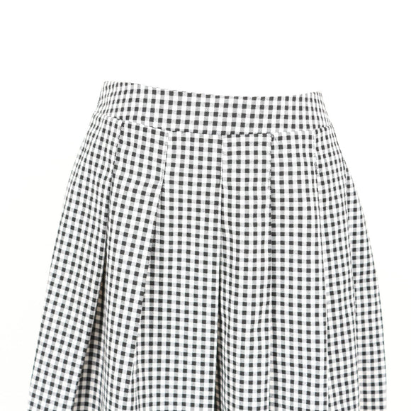 Black & White Gingham Pleated Skater Mini Skirt – Size 34