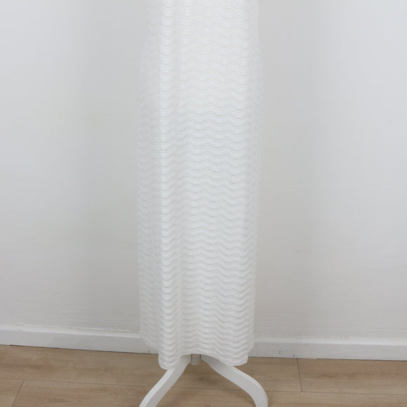 White Crochet Knit Strapless Bodycon Maxi Dress – Size M
