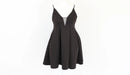 Black babydoll dress with a plunge - S-1