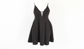 Black babydoll dress with a plunge - S
