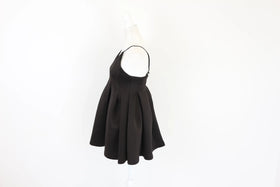 Black babydoll dress with a plunge - S - 0
